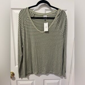 Cabi Olive Striped Women's Top size large